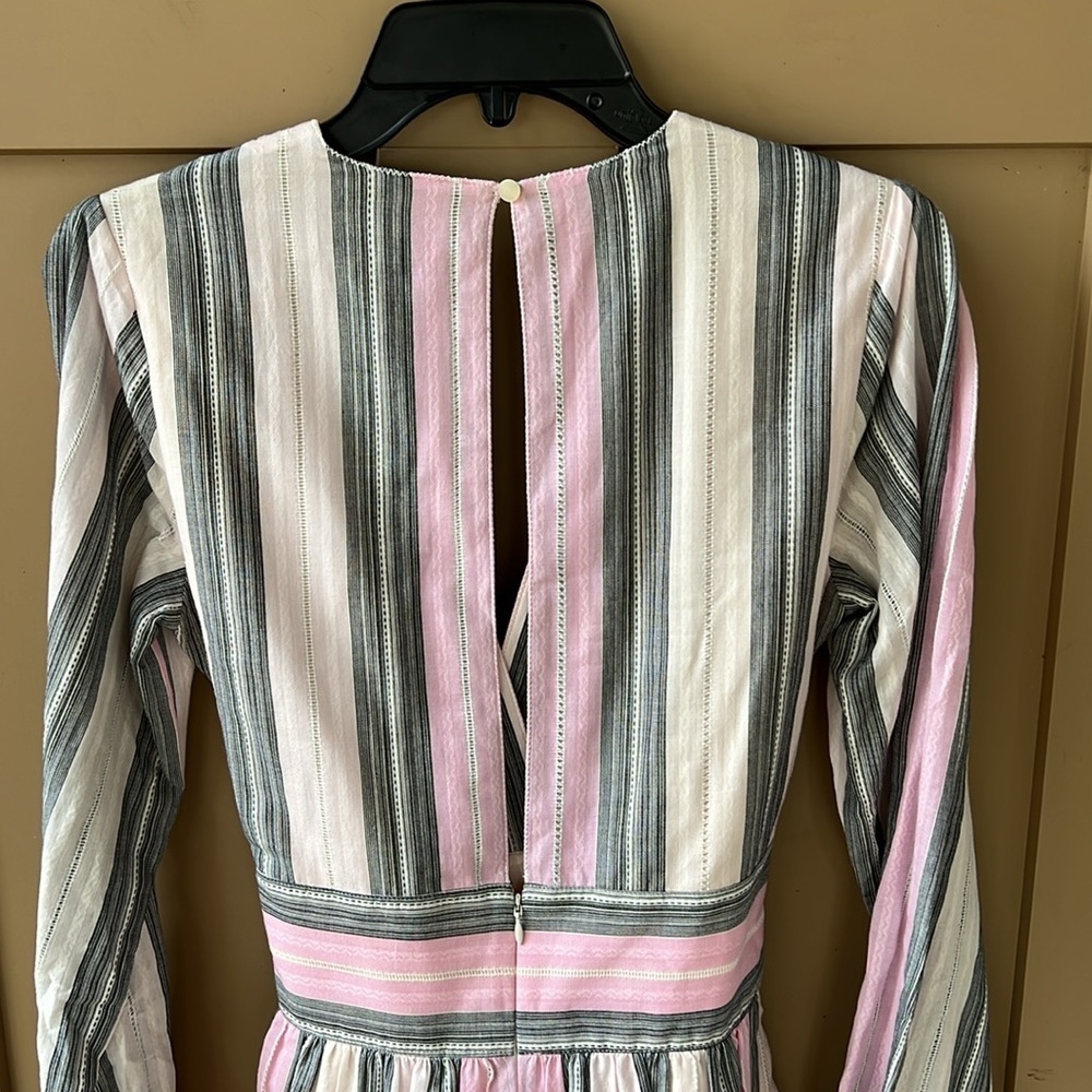 Robert Rodriguez Organic Cotton Nova Stripe Long Sleeve Fit & Flare Mini Dress 4 - Picture 10 of 12